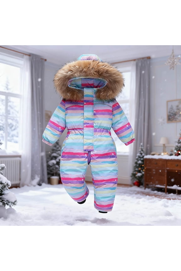 Baby Snowsuit Toddler Snow Suit Winter Coat Clothes Ski Puffer Jacket Snow Jumpsuits One Piece Warm Color Block Onesie Ourdoor