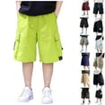 thumbnail image 1 of MKOSPLRT Baggy Cargo Shorts for Boys Elastic Waist Wide Leg Shorts Solid Summer Lounge Running Shorts with Pocket 5-16Y, 1 of 5