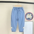 thumbnail image 1 of MKOSPLRT Baggy Jeans for Toddler Girl 1-6 Years High Waist Wide Leg Jeans Casual Wash Denim Pants Summer Cinch Bottom Jeans with Pocket, 1 of 3
