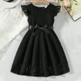 thumbnail image 1 of MKOSPLRT Ball Gown Wedding Dress for Girl Lace Midi Princess Dress Ruffle Sleeve Swing Party Dress Solid Flowy Summer Dresses with Belt, 1 of 9