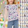 thumbnail image 1 of MKOSPLRT Big Girls' Easter Floral Flutter Sleeve Tee Breathable Summer Blouse for Tweens 3 Years, 1 of 7