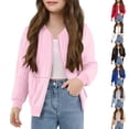 thumbnail image 1 of MKOSPLRT Bomber Jackets for Girl 5-14Y Full Zip Cable Textured Fall Sweatshirts Long Sleeve Solid Jacket Coats with Pocket, 1 of 8