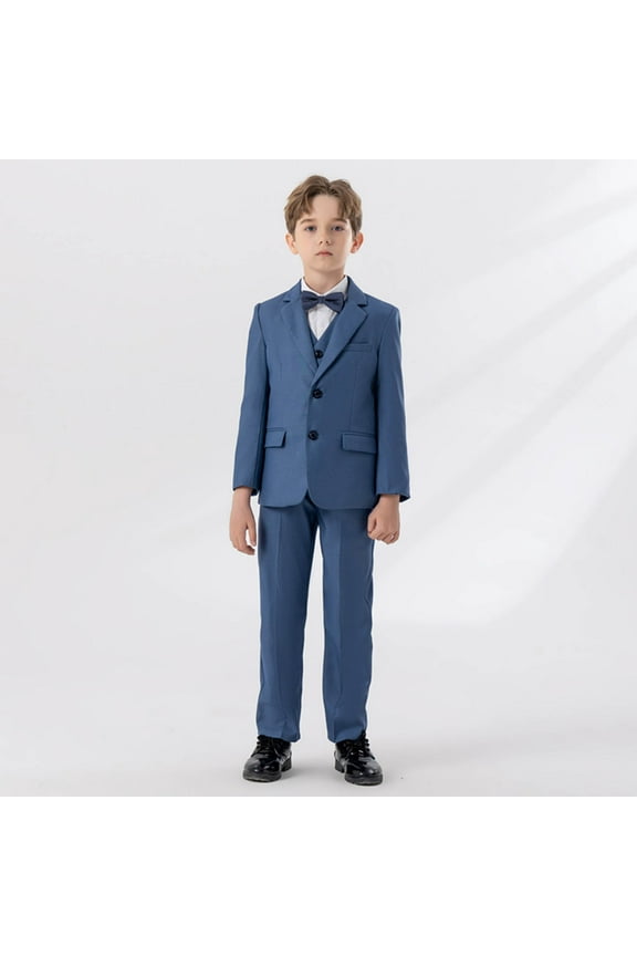 Boy's 5 Pieces Tuxedos Toddler Formal Suits Set Kids Slim Fit Suit for Weddings Blazer Vest Pant Suit Tuxedo Set with Shirt Ties