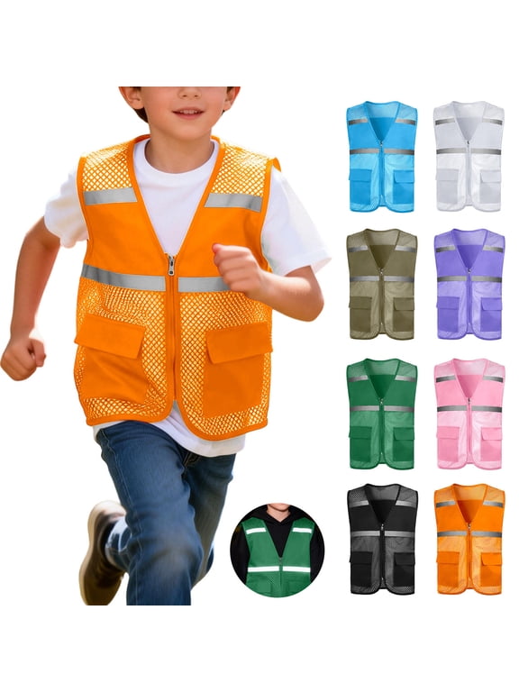 Boy's Fishing Vest Lightweight Outdoor Workwear Mesh Breathable Zipper Open Front Pocket Fishnet Waistcoat Tank Tops 8-19 Years