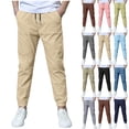 thumbnail image 1 of MKOSPLRT Boy's Linen Joggers Pants Elastic Waist Lounge Pants Solid Cinch Bottom Sweatpants Loose Fit Pull On Pants with Pocket, 1 of 9