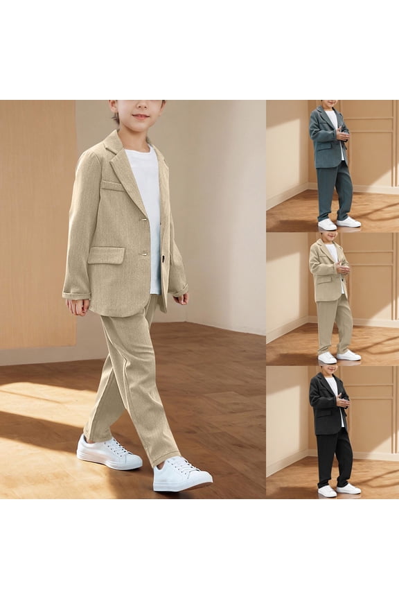 Boys Casual Suits Wedding Outfits Kids 2 Piece Gentleman Blazer and Pants Set Girls Solid Casual Dressy Blazer Suit Dresswear