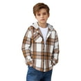 thumbnail image 1 of MKOSPLRT Boys Girls Casual Flannel Plaid Hoodies Spring Fashion Button Down Shirts Long Sleeve Cute Lightweight Jacket Coats 3-13Y, 1 of 8