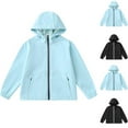 thumbnail image 1 of MKOSPLRT Boys Girls Rain Jackets Softshell Waterproof Hooded Fleece Raincoats Lightweight Windbreakers for Kids 7-16 Years, 1 of 5