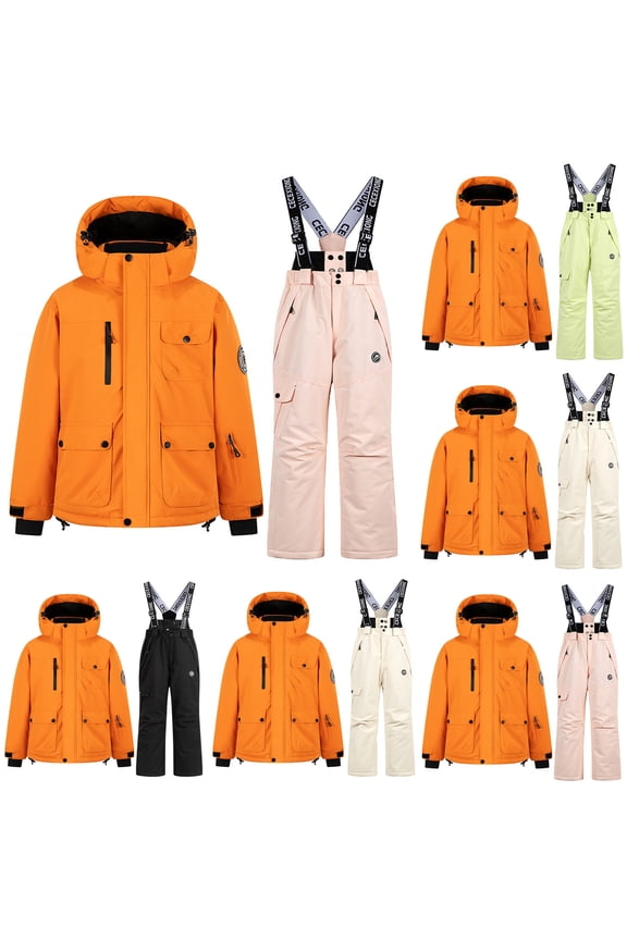 Boys Girls Winter Snow Suit Waterproof Ski Bib Pants and Insulated Jacket Set Thermal Snowboard Gear for Cold Weather Play