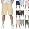 thumbnail image 1 of MKOSPLRT Boys' Linen Bermuda Shorts Athletic Shorts with Pockets Loose Fit Wide Leg Workout Clothes for Kids Summer Navy 12-13 Years, 1 of 7