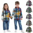 thumbnail image 1 of MKOSPLRT Boys Plaid Button Down Shirts Toddler Girls Long Sleeve Collared Tops Color Block Casual T Shirts Kids Spring Clothes 6M-8Y, 1 of 10