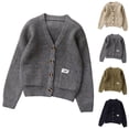 thumbnail image 1 of MKOSPLRT Cardigan Sweaters for Kids 5-14Y V Neck Button Down Cardigan Jackets Long Sleeve Casual Knit Coats Solid Cardigan with Pocket, 1 of 10