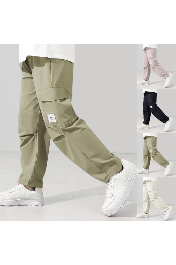 Cargo Pants for Kid 4-13Y Elastic Waist Baggy Straight Leg Pants Solid Casual Hiking Pants Ruched Knee Jogger Pants with Pocket
