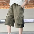 thumbnail image 1 of MKOSPLRT Cargo Shorts for Boys 4-14 Years Elastic Waist Baggy Wide Leg Shorts Solid Color Summr Knee Length Shorts with Pocket Kids Clothes, 1 of 6