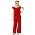 thumbnail image 1 of MKOSPLRT Casual Jumpsuits for Girl Toddler Children Ruffle Sleeve Crew Neck Jumpsuits Loose Fit Wide Leg Overalls Solid Jumpers Kids Clothes, 1 of 8