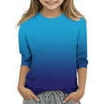 thumbnail image 1 of MKOSPLRT Children Girl Crew Neck T Shirts 3/4 Sleeve Casual Tops Fashion Gradient T Shirts Dressy Going Out Tees Soft Comfy Blouses, 1 of 5