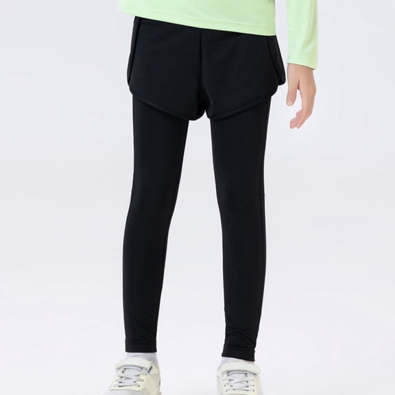 MKOSPLRT Children Girls Activewear Leggings Elastic Wasit Wide Leg Track Shorts Leggings Color Block Running Pants Activewear for Kid