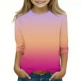 thumbnail image 1 of MKOSPLRT Children's Crew Neck Tops 3/4 Sleeve Lounge T Shirts Trendy Gradient Y2K Shirts Lightweight Going Out Tees Gifts for Girl, 1 of 5