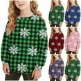 thumbnail image 1 of MKOSPLRT Christmas Sweatshirts for Girl Boy 1-15Y Crew Neck Long Sleeve Snowflake Plaid Pullover Warm Fleece Lined Sweatshirts, 1 of 8