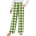 thumbnail image 1 of MKOSPLRT Color Block Plaid Pants Kid Toddler Girl Boy High Waist Straight Wide Leg Pants Casual Baggy Holiday Pants with Pocket 4-14 Years, 1 of 3