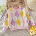 thumbnail image 1 of MKOSPLRT Color Block Sweatshirts Kid Warm Fleece Checkered Sweatshirts Long Sleeve Round Neck Soft Pullover Casual Fall Winter Sweatshirts 2-14, 1 of 3