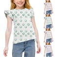 thumbnail image 1 of MKOSPLRT Cute Blouses for Girl 3-14 Years Ruffle Sleeve Funny Shirts Crew Neck Casual Print T Shirts Breathable Summer Tees, 1 of 9