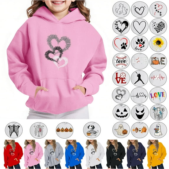 MKOSPLRT Cute Hoodies for Girl Boy 4-14T Kids Fall Sweatshirts Long Sleeve Casual Pullover Tops Lightweight Graphic Hoodies with Pocket