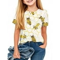 thumbnail image 1 of MKOSPLRT Cute T Shirts for Girl Short Sleeve Bee Graphic Tops Crew Neck Funny Shirts Lightweight Summer Tees Bee Kind Day Shirts 3-14 Years, 1 of 3