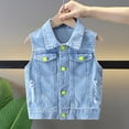 thumbnail image 1 of MKOSPLRT Denim Vests for Girl Sleeveless Lapel Collar Ripped Jean Jacket Vests Casual Button Down Outwear Vests with Pocket 1-12Y, 1 of 8