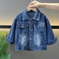 thumbnail image 1 of MKOSPLRT Distressed Denim Jacket for Girl 1-12Y Casual Long Sleeve Jean Jacket Coats Lapel Collar Button Down Denim Coats with Pocket, 1 of 10