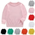 thumbnail image 1 of MKOSPLRT Fall Sweaters for Kids 2-12Y Boys Girls Long Sleeve Knit Pullover Crew Neck Ribbed Trim Sweaters Solid Casual Loose Sweaters, 1 of 7