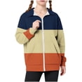 thumbnail image 1 of MKOSPLRT Fall Sweatshirt Jacket for Kids Zip Up Stand Collar Long Sleeve Jacket Coats Causal Color Block Jacket Outwear with Pocket, 1 of 6