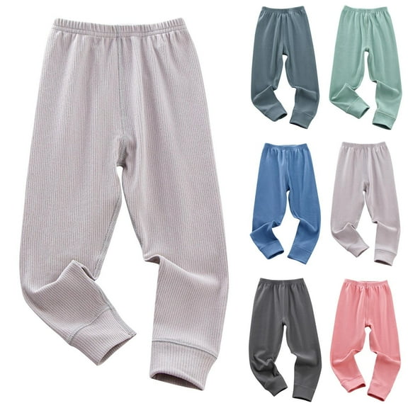 MKOSPLRT Fall Winter Leggings for Girl 3-14Y Elastic Waist Cinch Bottom Sweat Pants Solid Baggy Fleece Lined Leggings Comfy Loungewear