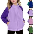 thumbnail image 1 of MKOSPLRT Fleece Athletic Jacket for Kids Full Zip Long Sleeve Raglan Coats Color Block Warm Fall Jacket with Pocket 2-13 Years, 1 of 10