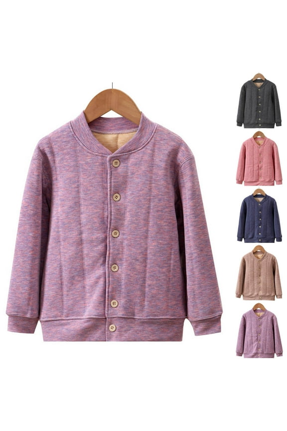 Fleece Bomber Jacket for Girl Long Sleeve Button Down Fall Coats Solid Warm Outerwear Jackets Casual Going Out Jacket Coats 3-17Y