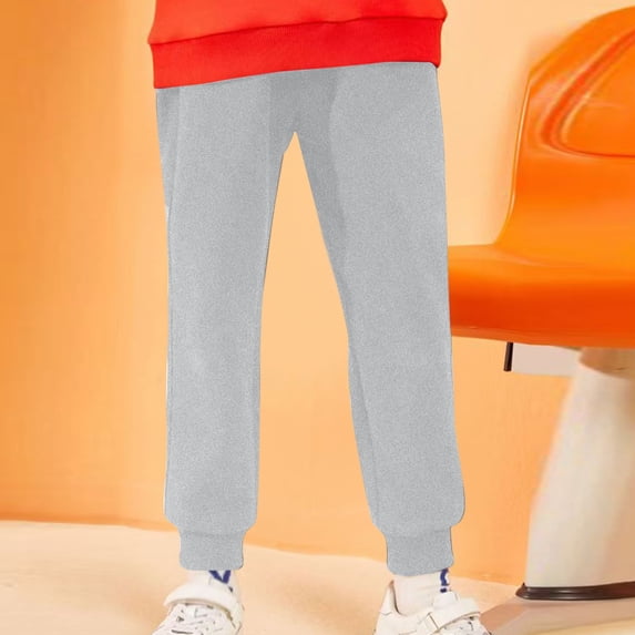 MKOSPLRT Fleece Lined Sweatpants for Kid Elastic Waist Baggy Cinch Bottom Athletic Pants Basic Solid Color Lounge Running Pants 7-15 Years