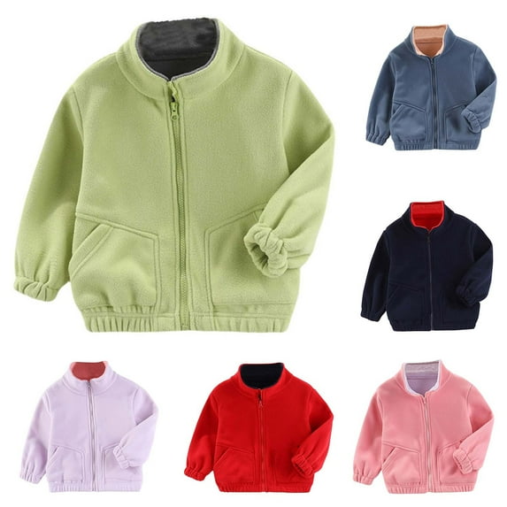 MKOSPLRT Fleece Sweatshirts for Kids Full Zip Mock Neck Lounge Jackets Long Sleeve Loose Plush Fall Coats Solid Sweat Shirts with Pocket