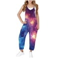 thumbnail image 1 of MKOSPLRT Girl's Jumpsuits Sleeveless V Neck Harem Long Overalls Sparkly Print Loose Fit Jumpsuits One Piece with Pocket Kids Clothes, 1 of 6