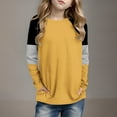 thumbnail image 1 of MKOSPLRT Girl's Long Sleeve Raglan Shirts Crew Neck Striped Color Block Pullover Tops Soft Going Out Tees Casual Spring Blouses with Pocket, 1 of 6
