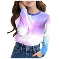 thumbnail image 1 of MKOSPLRT Girl's Long Sleeve Tops Crew Neck Sparkly Print Shirts Funny Gradient T Shirts Casual Going Out Tees Loose Fit Blouses 3-14 Years, 1 of 8