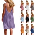 thumbnail image 1 of MKOSPLRT Girl's Open Back Spaghetti Strap Beach Knee Length Dress Loose Flowy Vacation Sundress Solid Cami Backless Dresses 5-14Y Light Blue 9-10 Years, 1 of 9