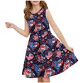 thumbnail image 1 of MKOSPLRT Girls American Flag Dresses 3-14 Years Sleeveless Boho Sundress Crew Neck Swing A Line Midi Dress Independence Day Party Tank Dress, 1 of 6