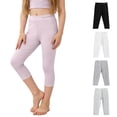 thumbnail image 1 of MKOSPLRT Girls Athletic Leggings Kids Dance Workout Running Yoga Pants High Waist Stretch Soft Comfy Capri Leggings 3-13 Years, 1 of 10