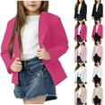 thumbnail image 1 of MKOSPLRT Girls Blazer Jacket Solid Color Lapel Suit Open Front Long Sleeve Blazers for Kids Girls Size 5-14 Years Kids Clothes, 1 of 7