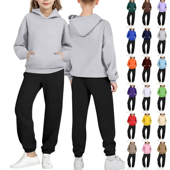 MKOSPLRT Girls Boys 2 Piece Tracksuit Athletic Sweatsuits Sets Hooded Sweatshirt and Jogger Sweatpants Clothing Sets for Kids 2-14Y