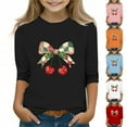thumbnail image 1 of MKOSPLRT Girls Boys Christmas Shirts 3/4 Sleeve Crewneck Xmas Graphic Tees Cute Holiday T Shirts Christmas Gifts for Kid 3-12Y, 1 of 4