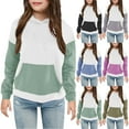 thumbnail image 1 of MKOSPLRT Girls Boys Hoodies with Pocket Color Block Fall Sweatshirts Long Sleeve Casual Pullover Tops Loose Fit Sweat Shirts 4-14Y, 1 of 4