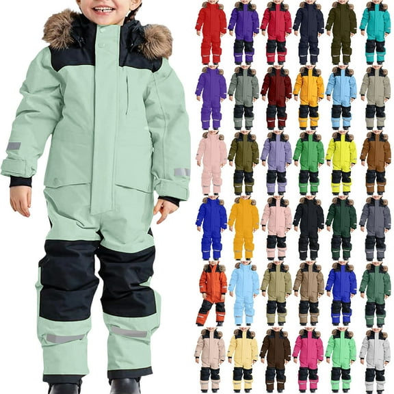MKOSPLRT Girls Boys One Pieces Ski Suits Jumpsuits Waterproof Insulated Snowsuit Overalls Windproof Snowboarding Outdoor for Snow Sport