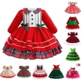 thumbnail image 1 of MKOSPLRT Girls Christmas Dress Long Sleeve Plaid Print with Bow Tie Collar Baby Toddler Party Dress for Holiday Photo Shoot 6M-3T, 1 of 10