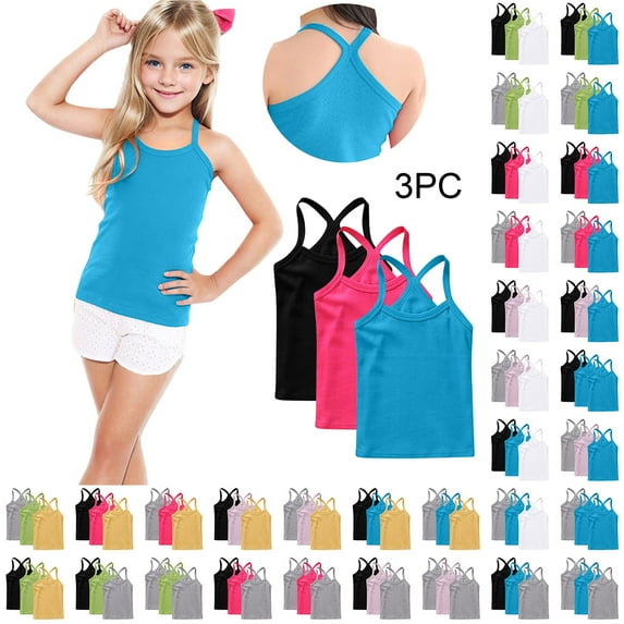 MKOSPLRT Girls' Cotton Tank Tops 12 Months-13 Years Toddlers Sleeveless Undershirts Racerback Soft Basic Camisole Soft for Kids